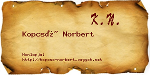 Kopcsó Norbert névjegykártya